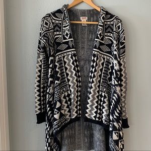 Mossimo XS Black and White Long Cardigan